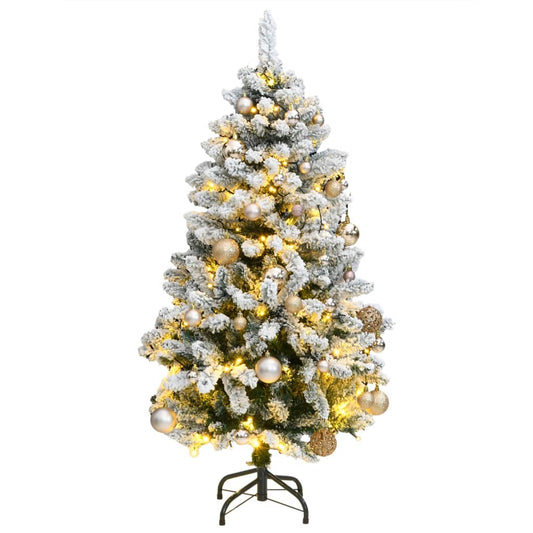 vidaXL Árbol de Navidad artificial con bisagras 150 LED y bolas 150 cm