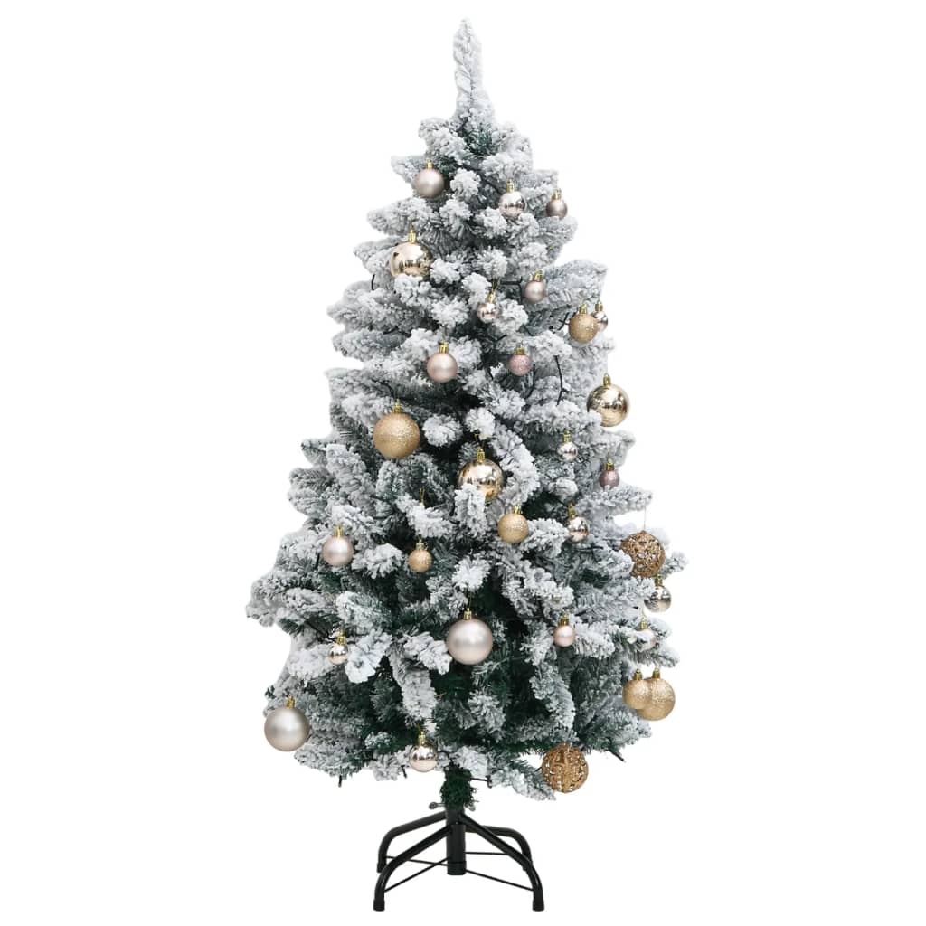 vidaXL Árbol de Navidad artificial con bisagras 150 LED y bolas 150 cm