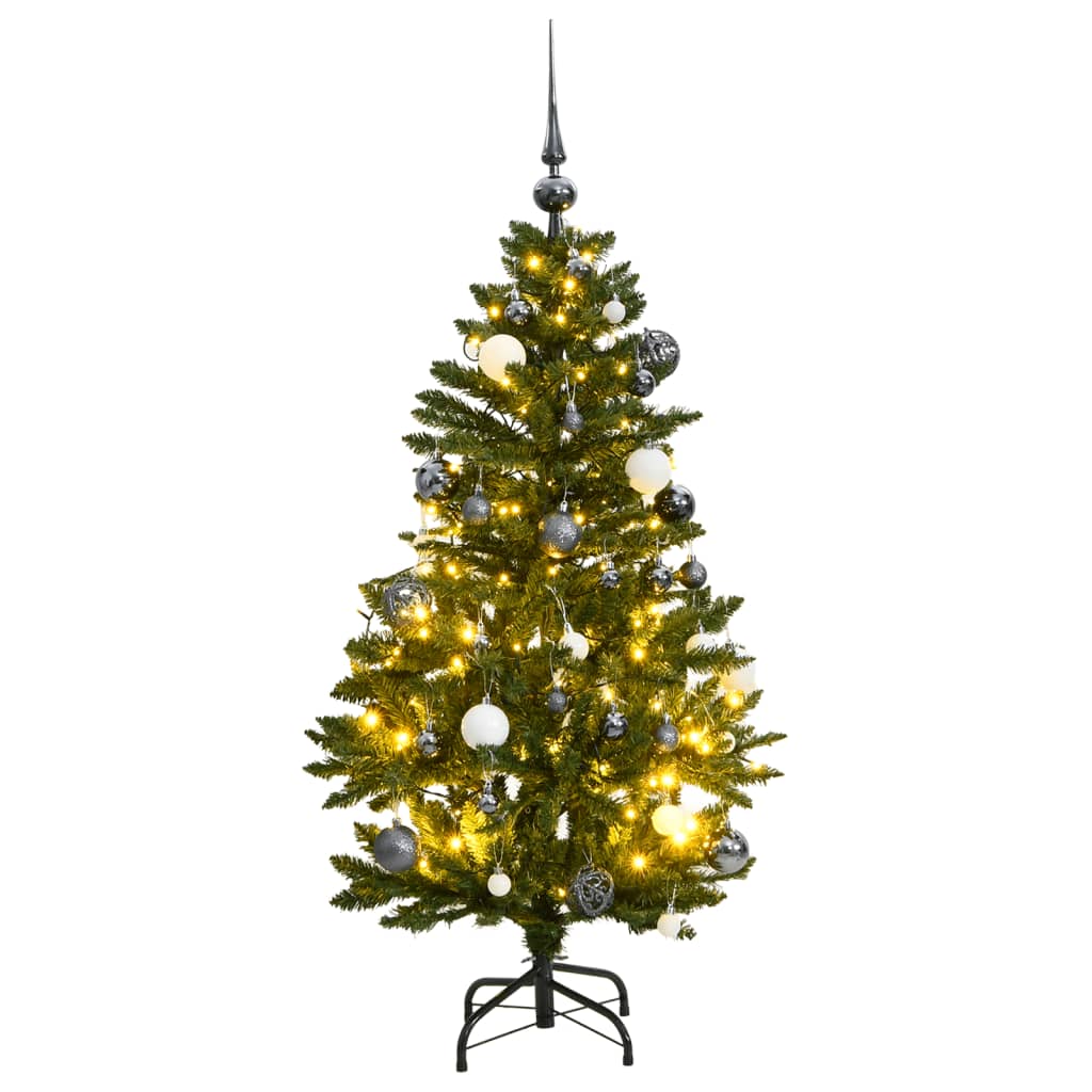 vidaXL Árbol Navidad artificial con bisagras 150 LED y bolas 120 cm