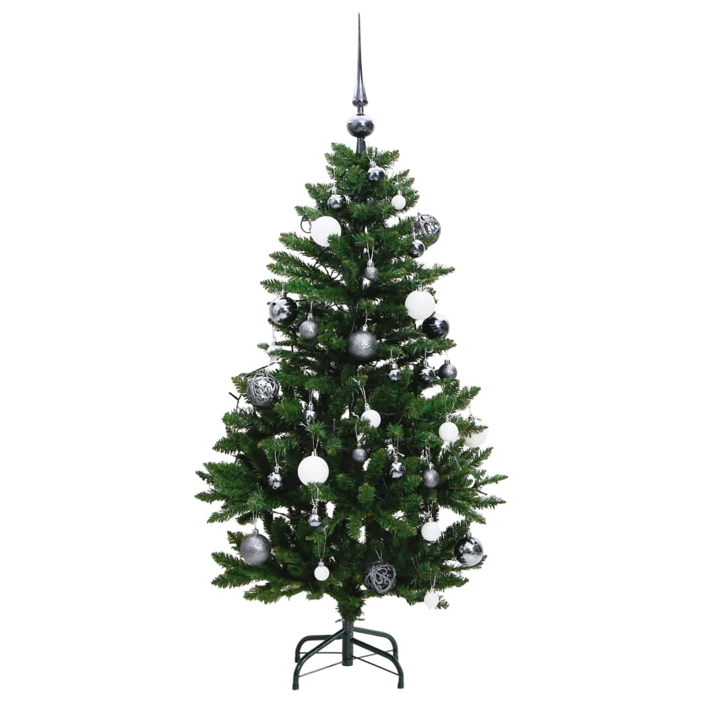 vidaXL Árbol Navidad artificial con bisagras 150 LED y bolas 120 cm