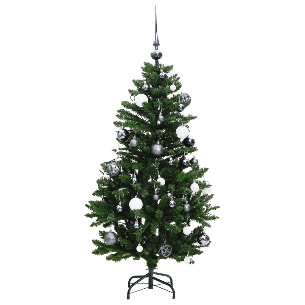 vidaXL Árbol de Navidad artificial con bisagras 150 LED y bolas 150 cm