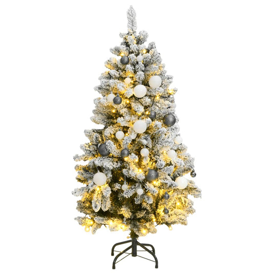 vidaXL Árbol Navidad artificial con bisagras 150 LED y bolas 120 cm