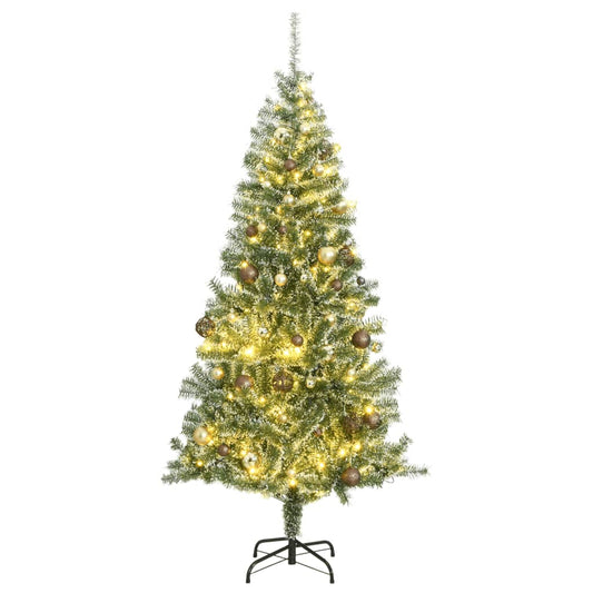 vidaXL Árbol de Navidad artificial con 300 LED bolas y nieve 210 cm