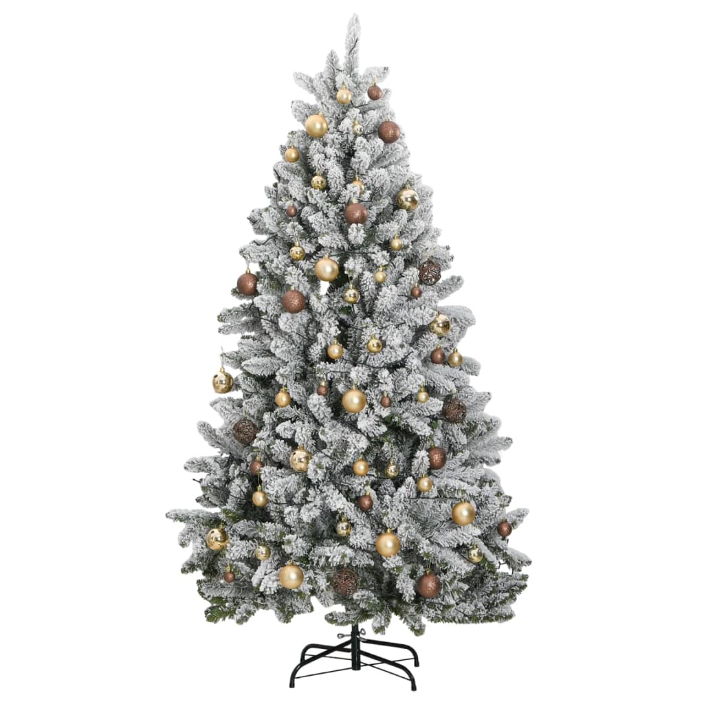 vidaXL Árbol de Navidad artificial con bisagras 300 LED y bolas 210 cm