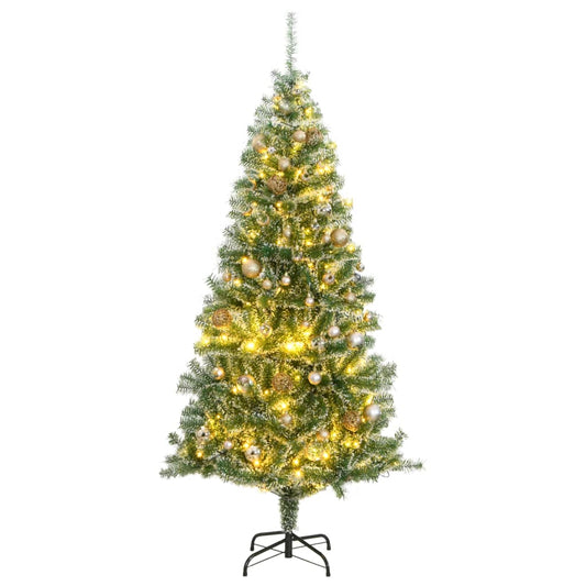 vidaXL Árbol de Navidad artificial con 300 LED bolas y nieve 180 cm