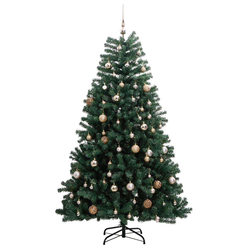 vidaXL Árbol de Navidad artificial con bisagras 300 LED y bolas 240 cm