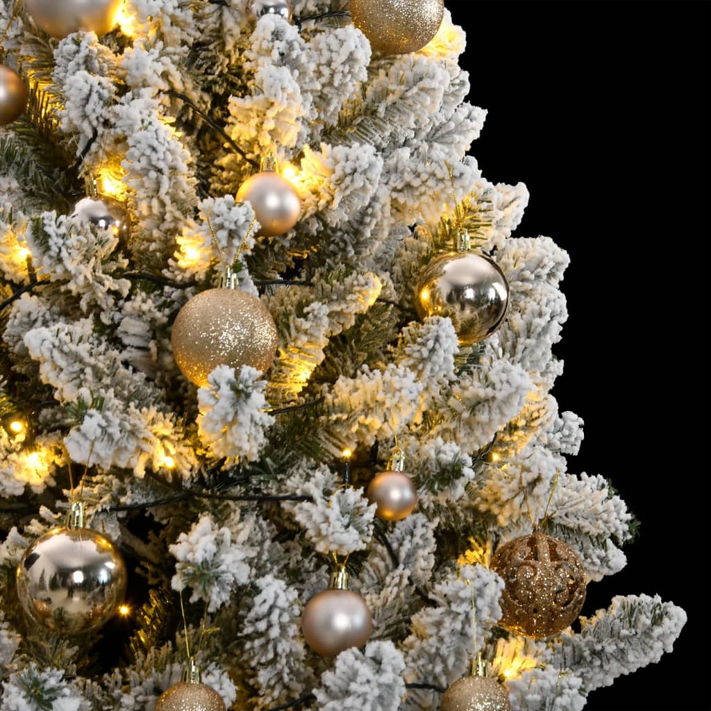 vidaXL Árbol de Navidad artificial con bisagras 300 LED y bolas 210 cm