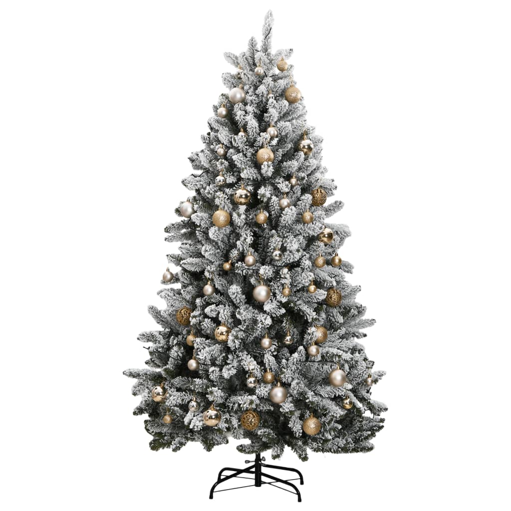 vidaXL Árbol de Navidad artificial con bisagras 300 LED y bolas 210 cm