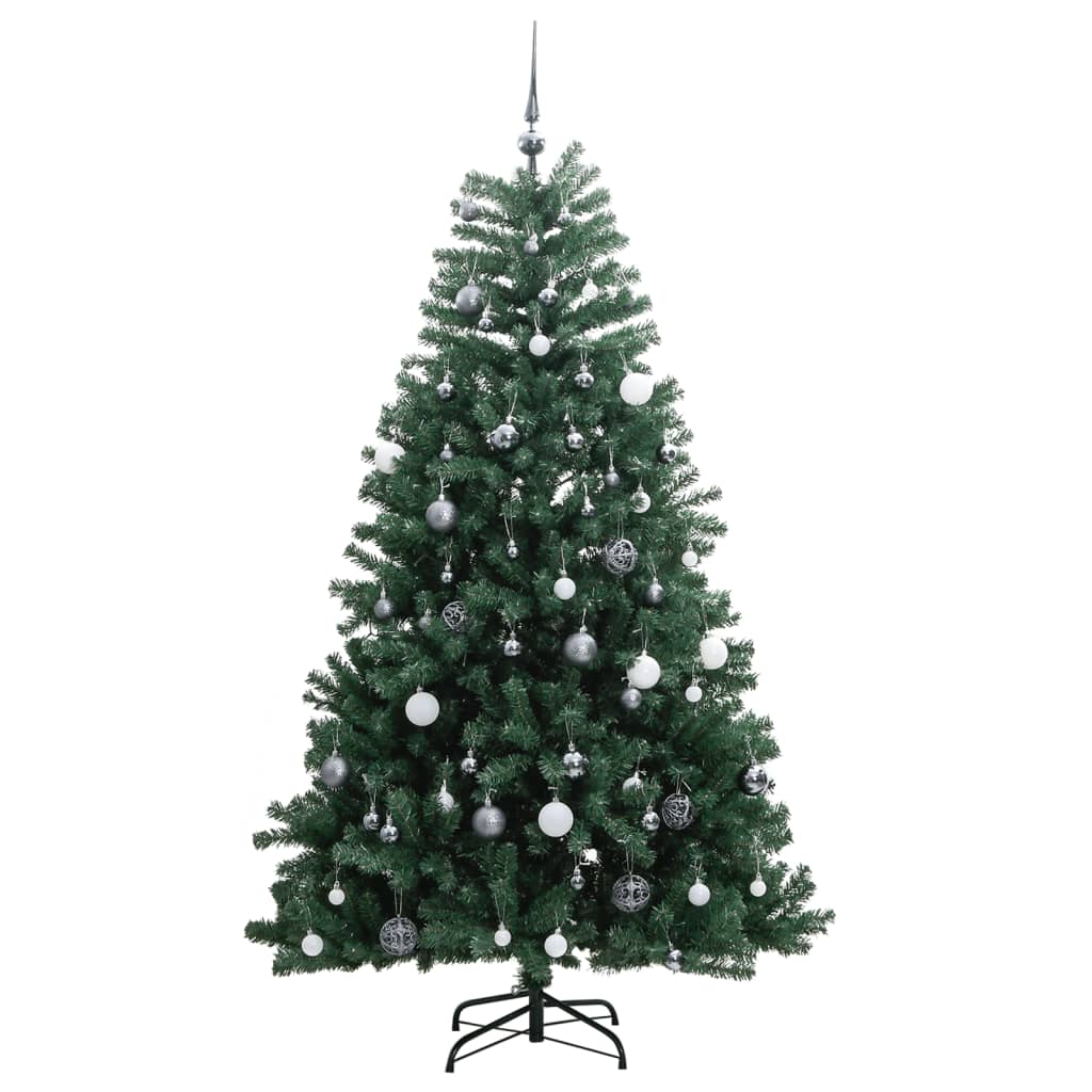 vidaXL Árbol de Navidad artificial con bisagras 300 LED y bolas 180 cm