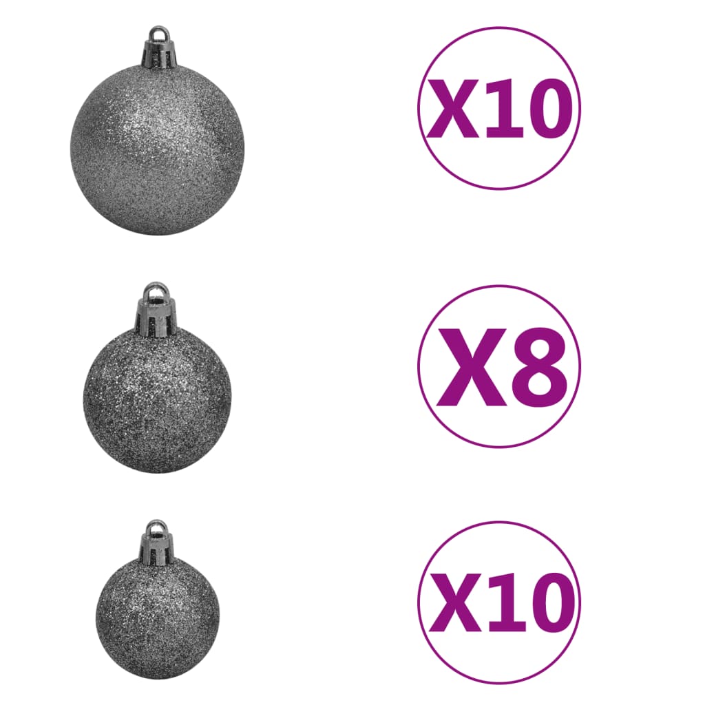 vidaXL Árbol de Navidad artificial con bisagras 300 LED y bolas 210 cm