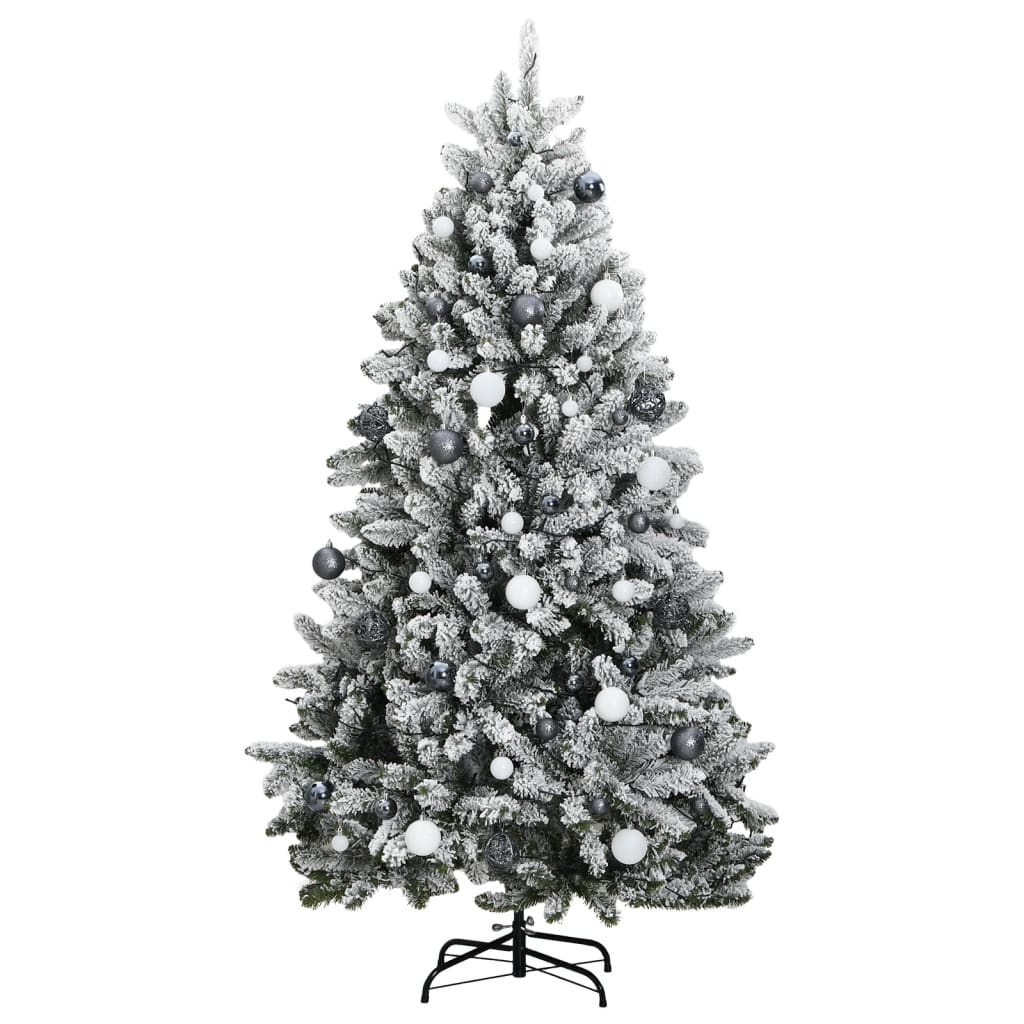 vidaXL Árbol de Navidad artificial con bisagras 300 LED y bolas 210 cm