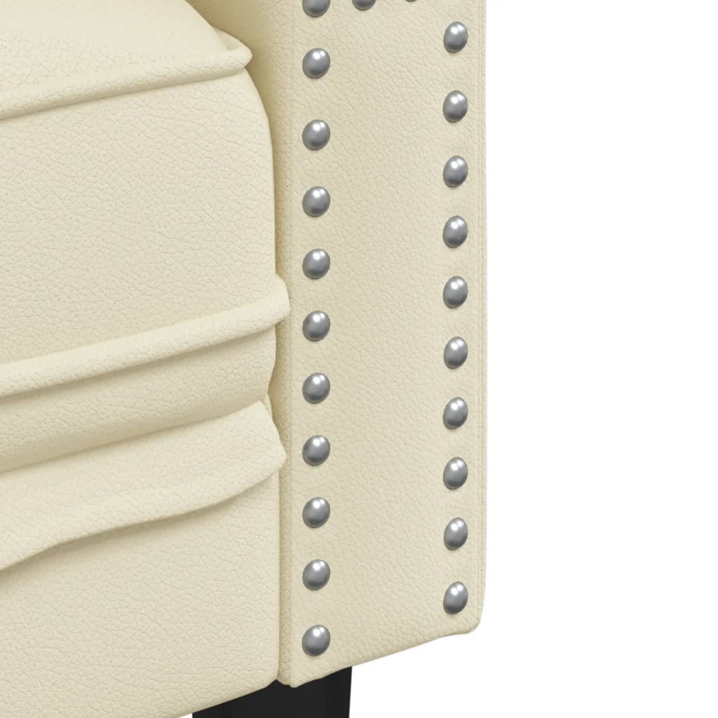 vidaXL Juego de sofás Chesterfield 3 piezas cuero sintético crema