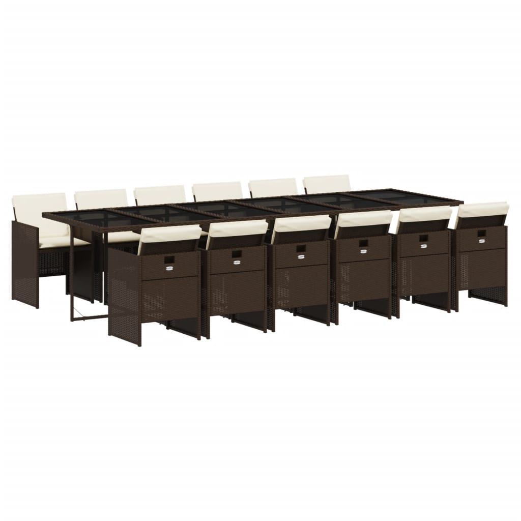 vidaXL Set muebles de jardín 13 pzas y cojines ratán sintético marrón