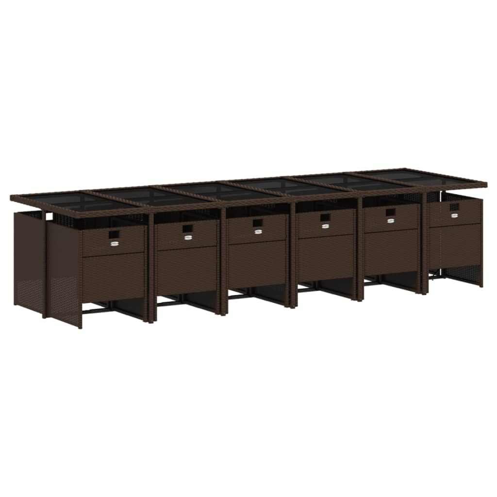 vidaXL Set muebles de jardín 13 pzas y cojines ratán sintético marrón