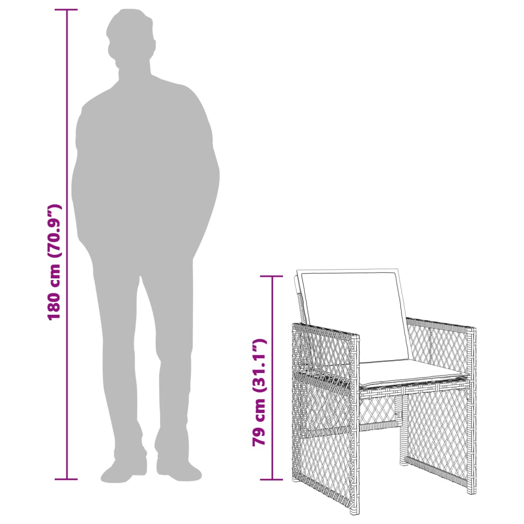 vidaXL Set muebles de jardín 13 pzas y cojines ratán sintético marrón