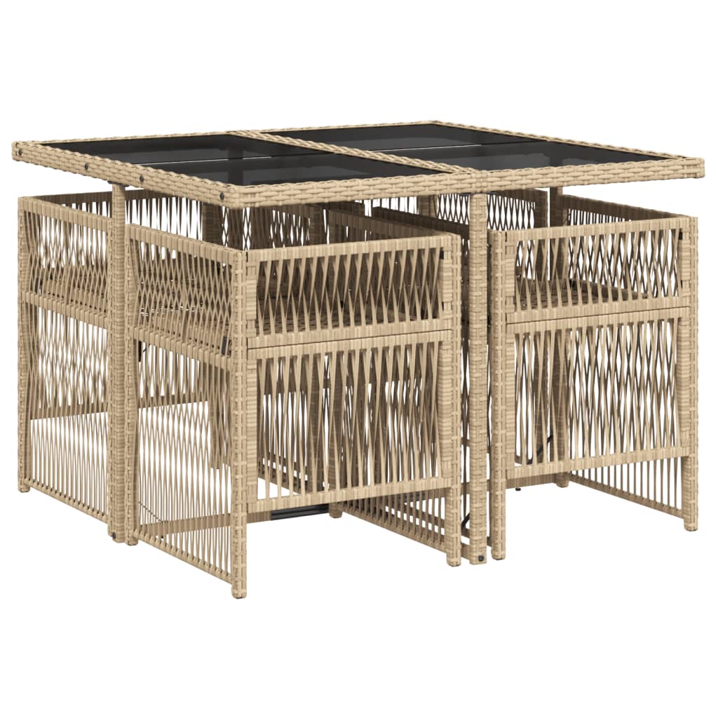 vidaXL Set comedor de jardín 5 pzas con cojines ratán sintético beige