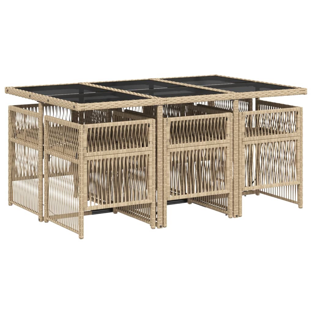 vidaXL Set comedor de jardín 7 pzas con cojines ratán sintético beige