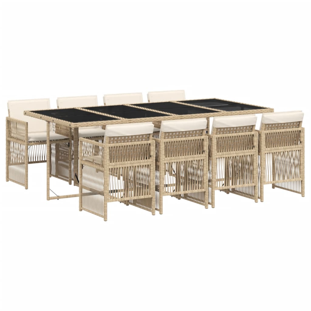 vidaXL Set comedor de jardín 9 pzas con cojines ratán sintético beige