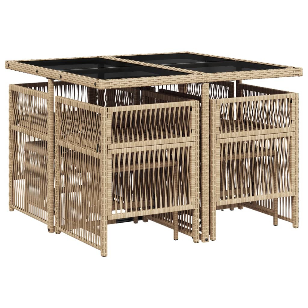 vidaXL Set comedor de jardín 9 pzas con cojines ratán sintético beige