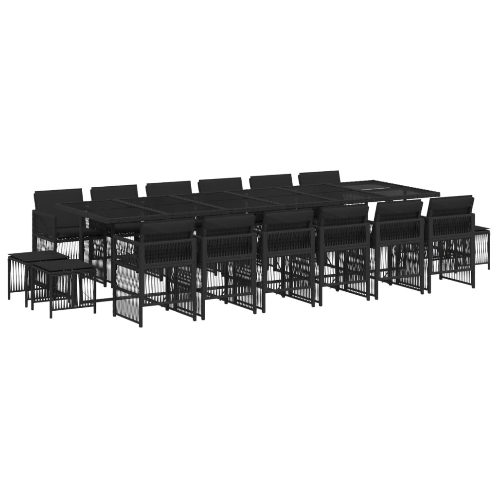 vidaXL Set de muebles jardín 17 pzas con cojines ratán sintético negro