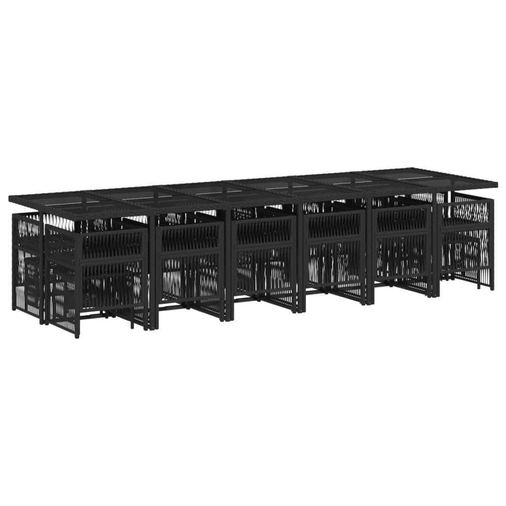 vidaXL Set de muebles jardín 17 pzas con cojines ratán sintético negro