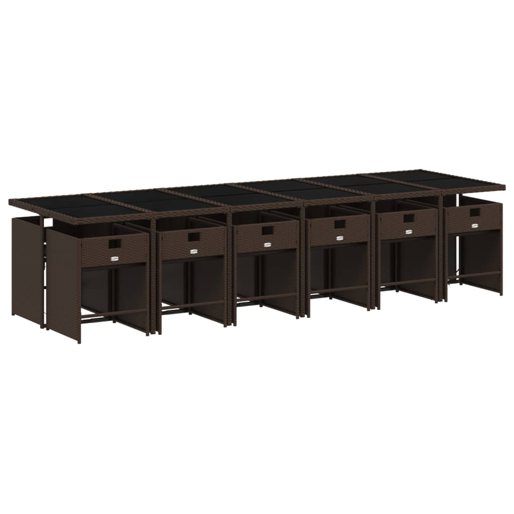 vidaXL Set muebles de jardín 13 pzas y cojines ratán sintético marrón