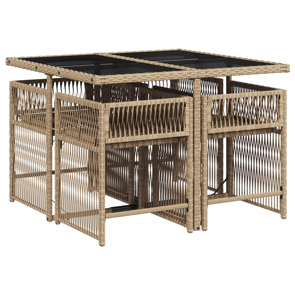 vidaXL Set comedor de jardín 5 pzas con cojines ratán sintético beige