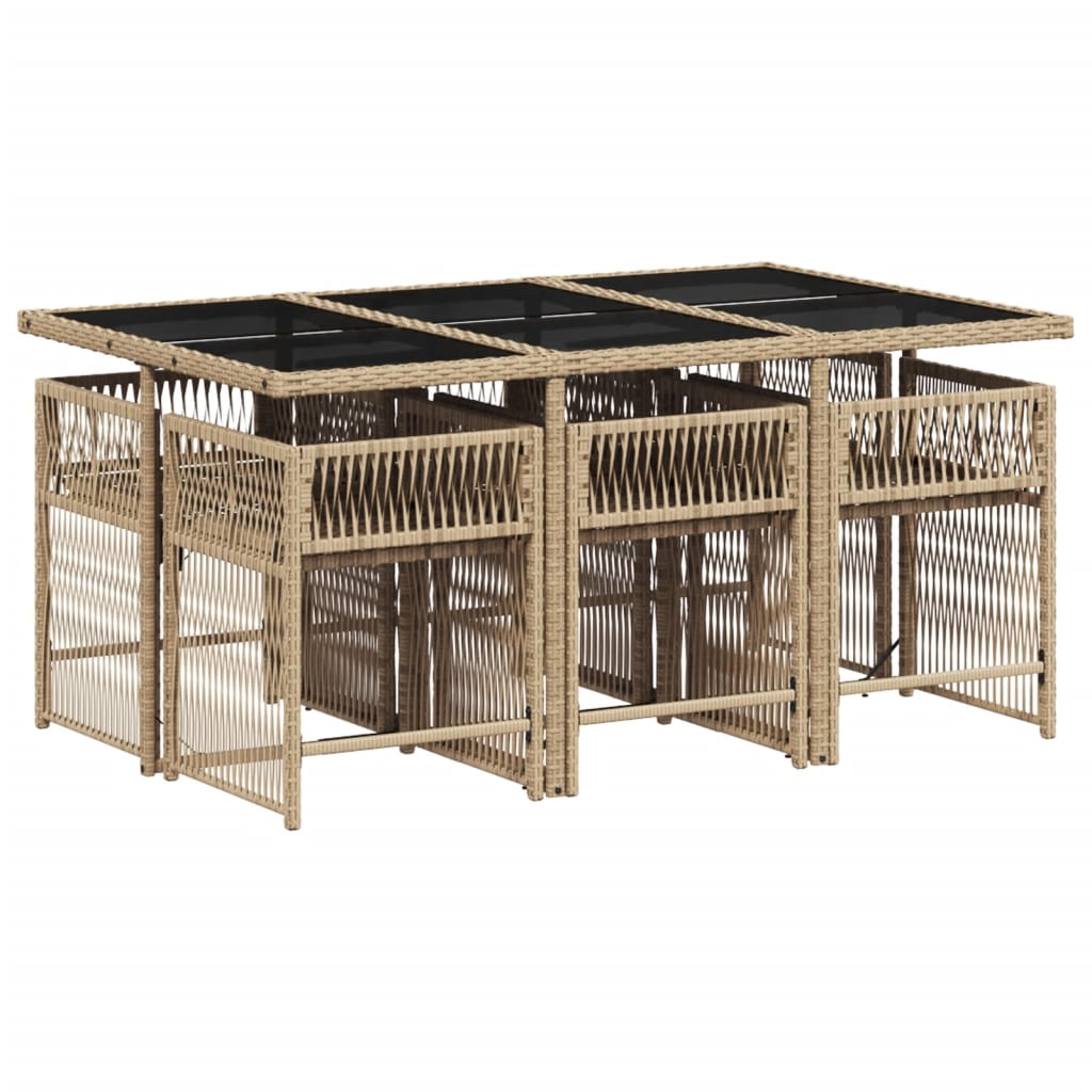 vidaXL Set comedor de jardín 7 pzas con cojines ratán sintético beige