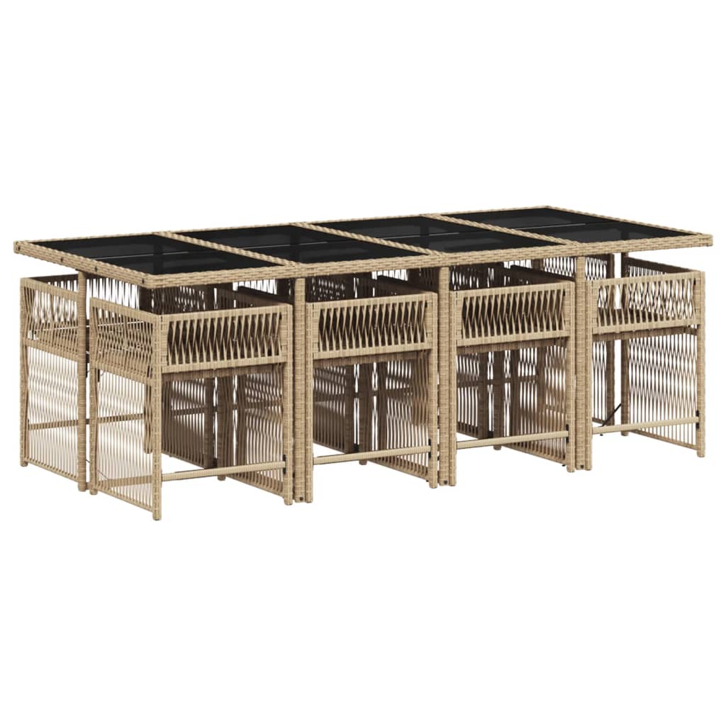 vidaXL Set comedor de jardín 9 pzas con cojines ratán sintético beige