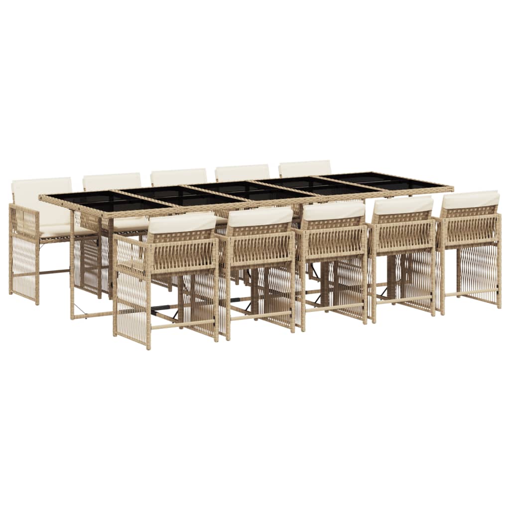 vidaXL Set comedor de jardín 11 pzas con cojines ratán sintético beige