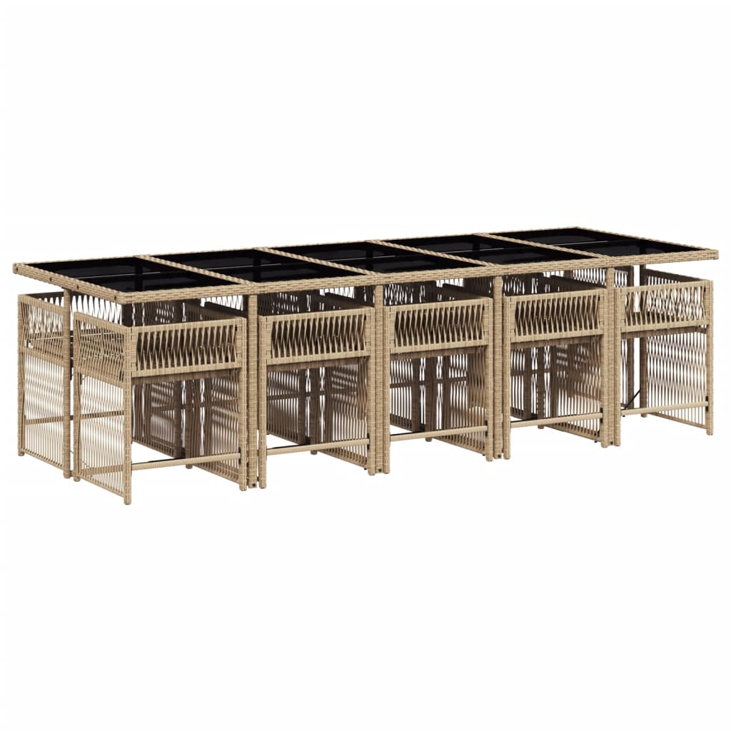 vidaXL Set comedor de jardín 11 pzas con cojines ratán sintético beige