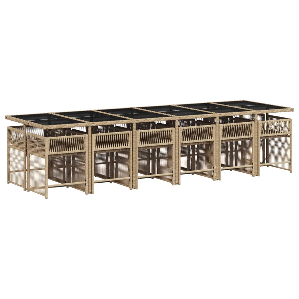 vidaXL Set comedor de jardín con cojines 13 pzas ratán sintético beige