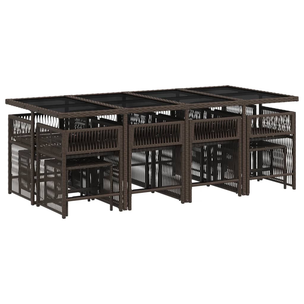 vidaXL Set muebles de jardín 13 pzas y cojines ratán sintético marrón