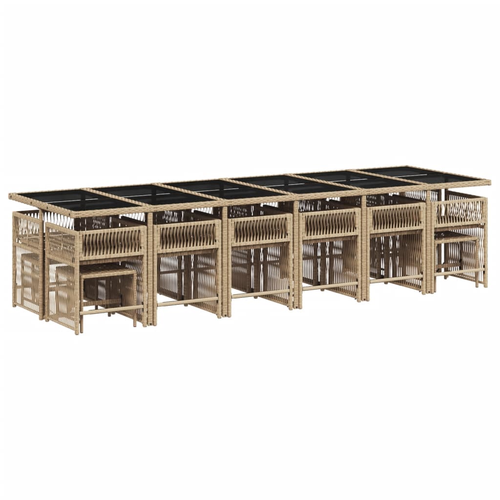 vidaXL Set comedor de jardín 17 pzas con cojines ratán sintético beige