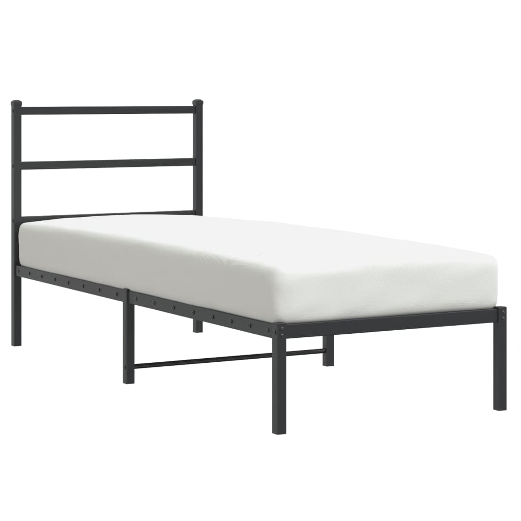 vidaXL Estructura cama sin colchón con cabecero metal negro 75x190 cm