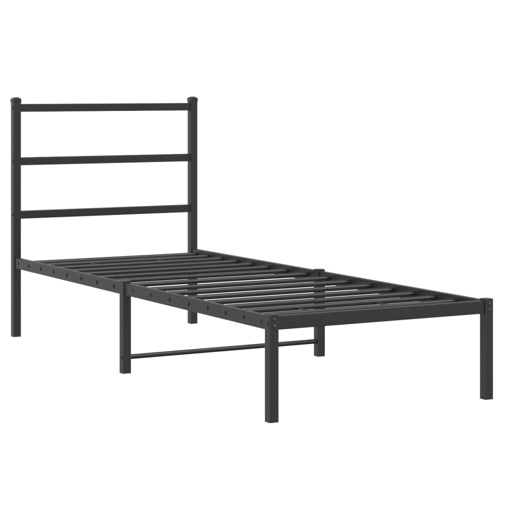 vidaXL Estructura cama sin colchón con cabecero metal negro 75x190 cm