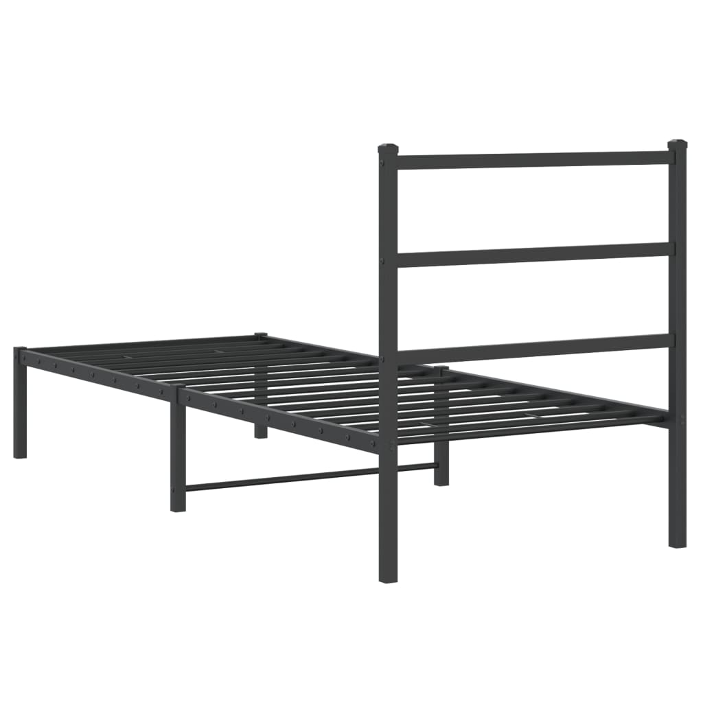 vidaXL Estructura cama sin colchón con cabecero metal negro 75x190 cm