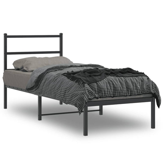 vidaXL Estructura cama sin colchón con cabecero metal negro 75x190 cm