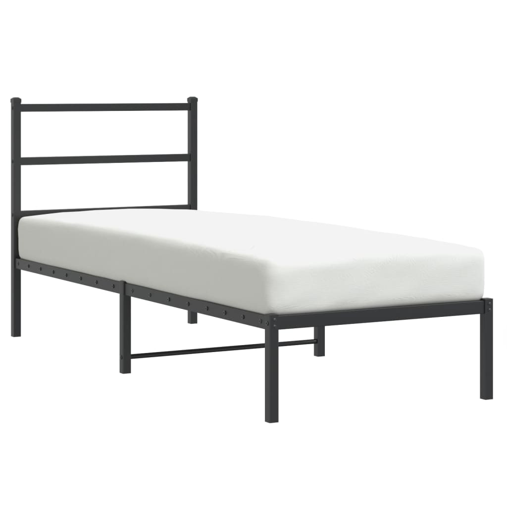 vidaXL Estructura cama sin colchón con cabecero metal negro 80x200 cm