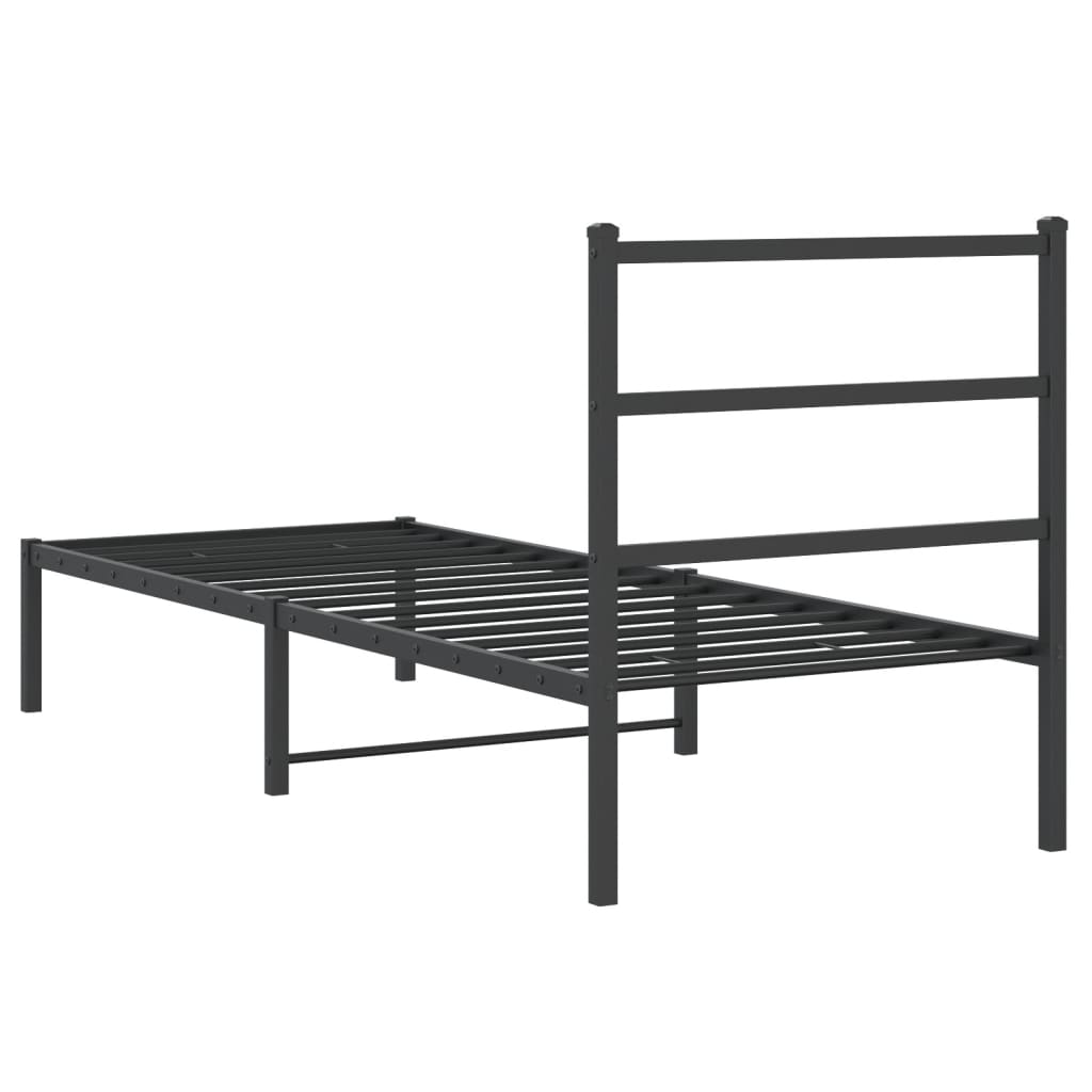 vidaXL Estructura cama sin colchón con cabecero metal negro 80x200 cm