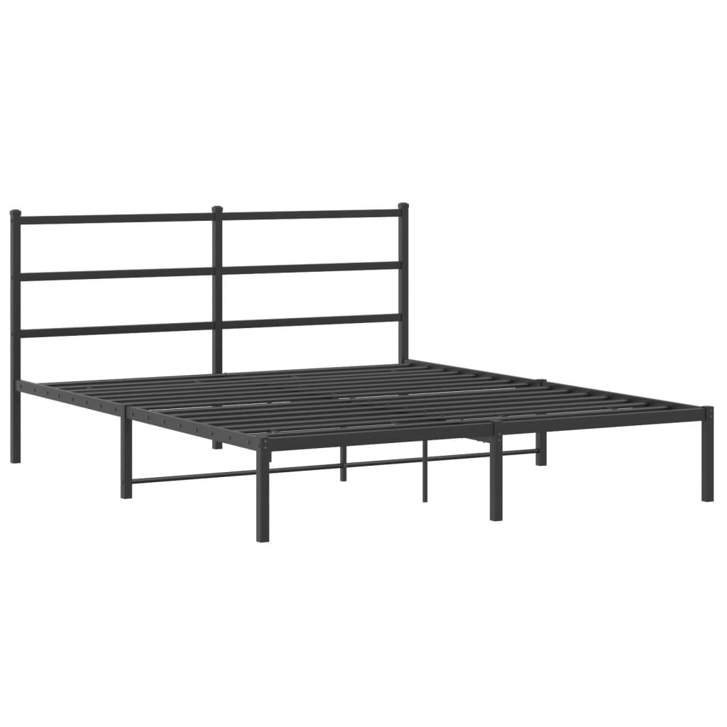 vidaXL Estructura cama sin colchón con cabecero metal negro 160x200 cm