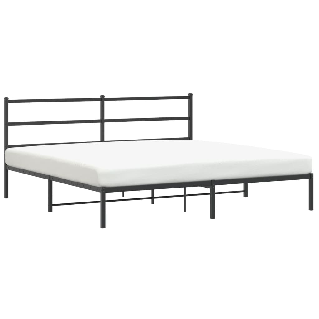 vidaXL Estructura cama sin colchón con cabecero metal negro 180x200 cm