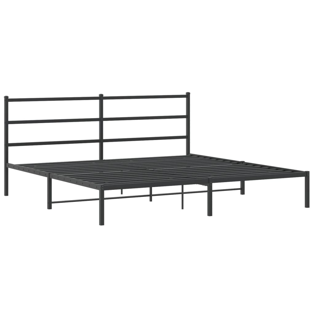 vidaXL Estructura cama sin colchón con cabecero metal negro 180x200 cm