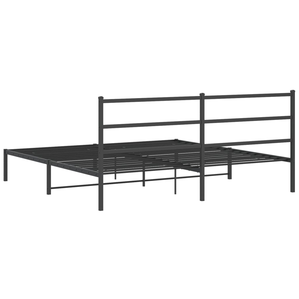 vidaXL Estructura cama sin colchón con cabecero metal negro 180x200 cm