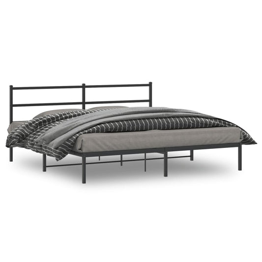 vidaXL Estructura cama sin colchón con cabecero metal negro 180x200 cm