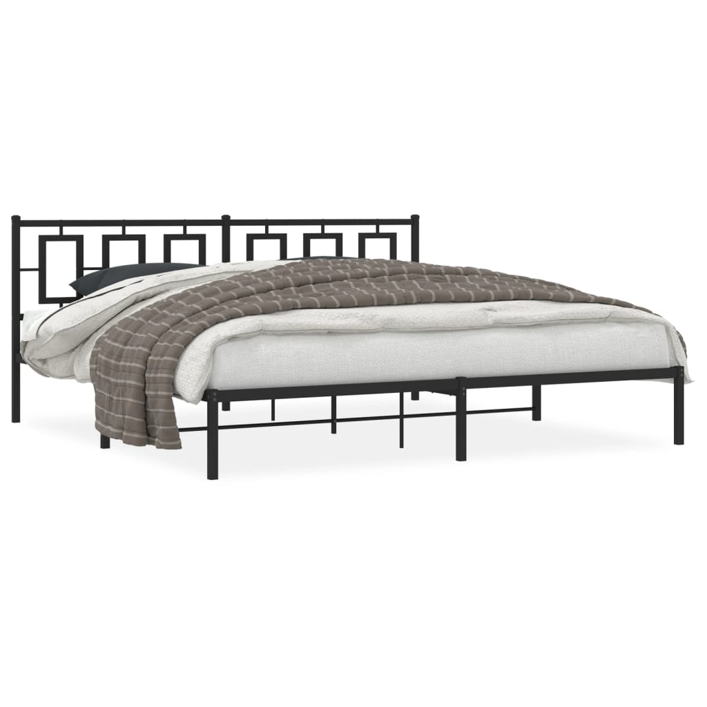 vidaXL Estructura cama sin colchón con cabecero metal negro 193x203 cm