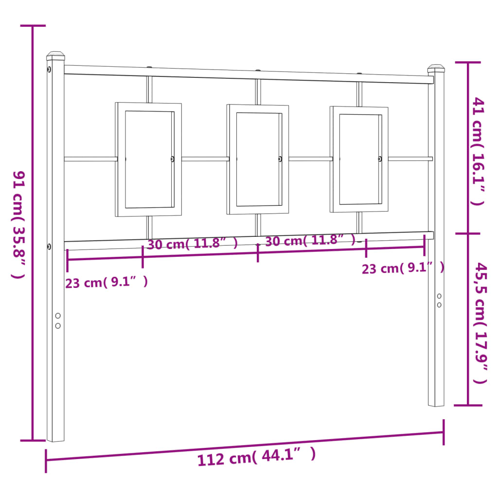 vidaXL Cabecero de metal negro 107 cm