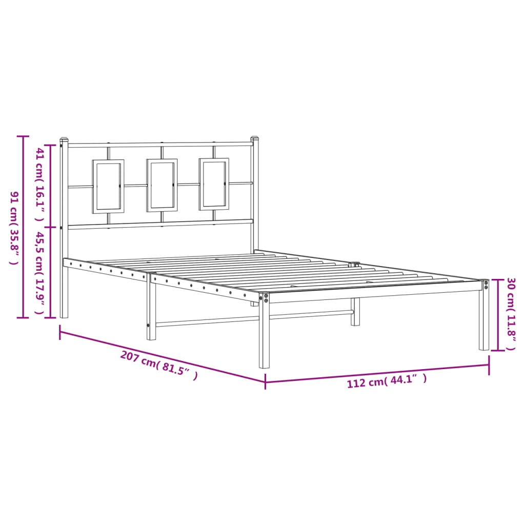 vidaXL Estructura cama sin colchón con cabecero metal blanco 107x203cm