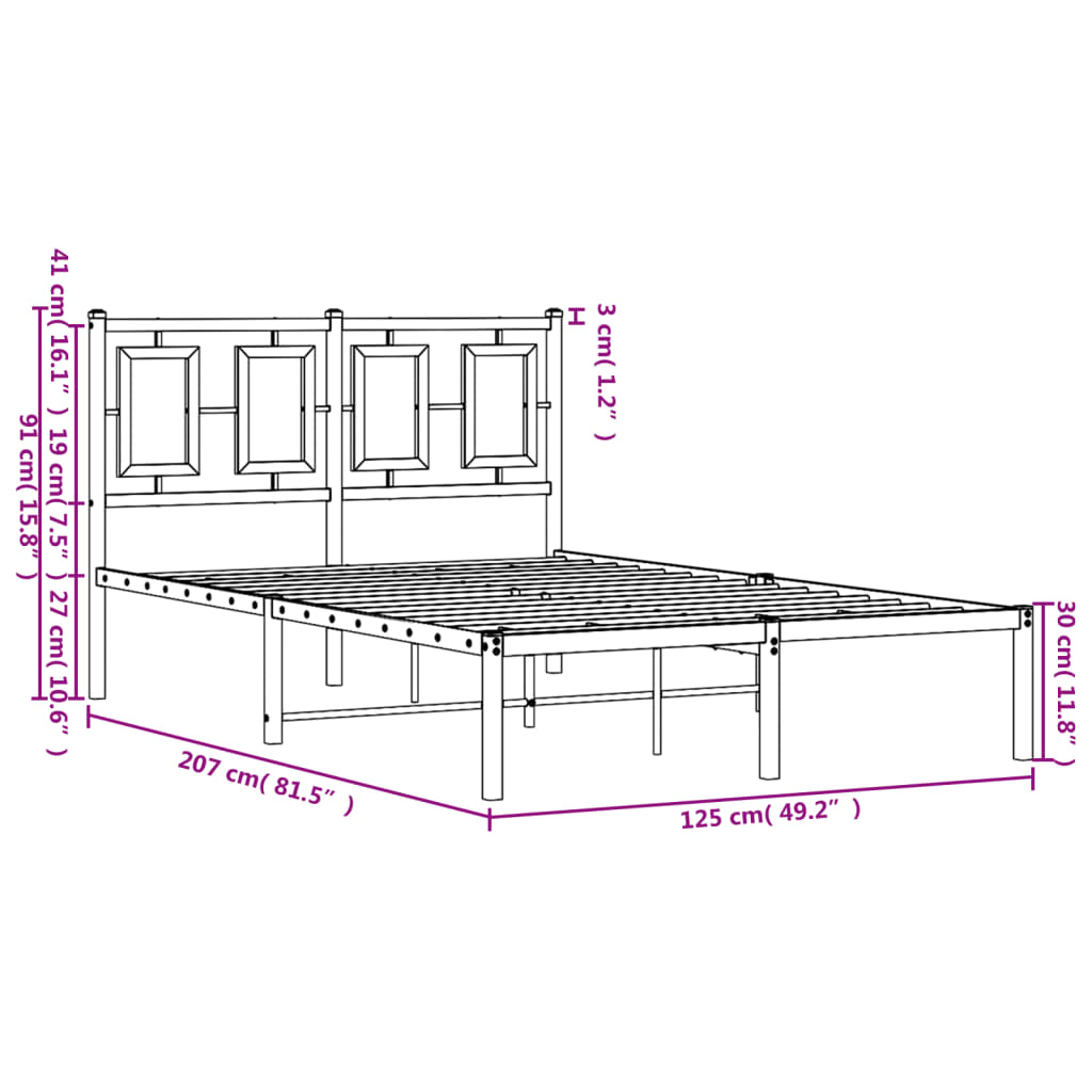 vidaXL Estructura cama sin colchón con cabecero metal blanco 120x200cm