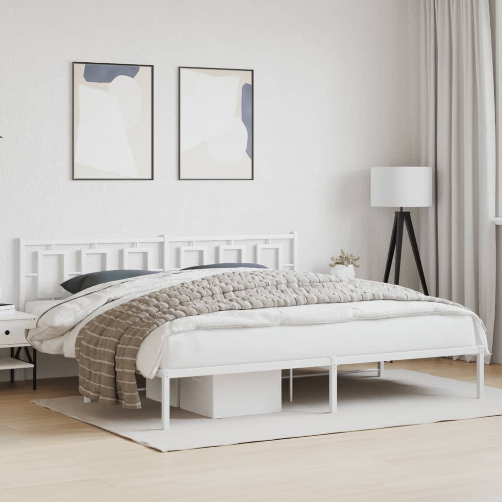 vidaXL Estructura cama sin colchón con cabecero metal blanco 193x203cm